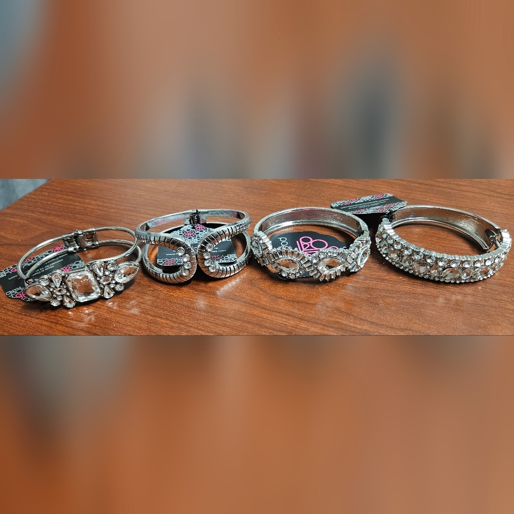 Paparazzi 4pc Elegant Silver & Bling Bracelet Set